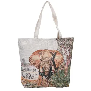 Empire Cove Elephant Print Cotton Canvas Tote Bags Reusable Beach Shopping