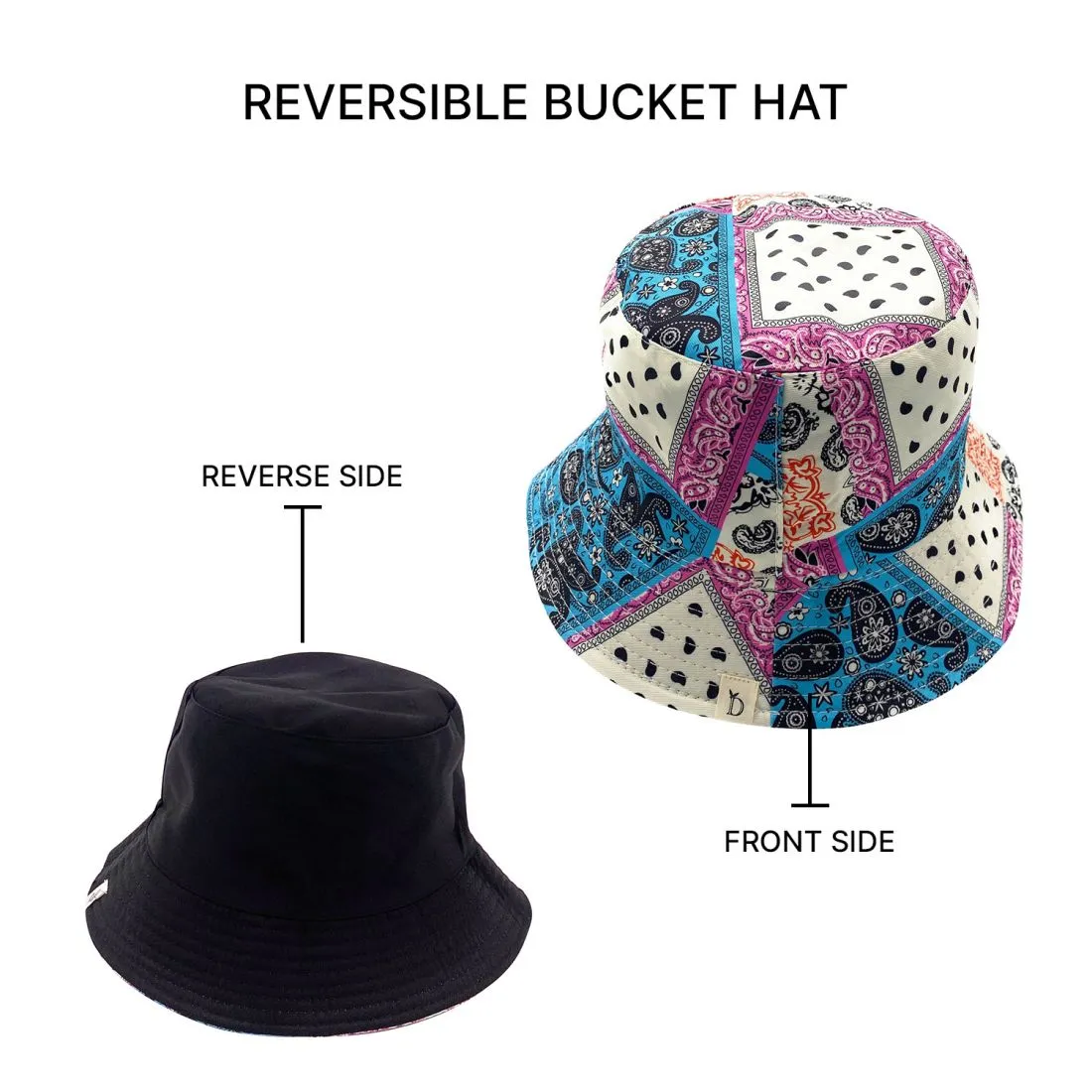 Empire Cove Paisley Bandana Design Bucket Hat Reversible Fisherman Cap Women Men