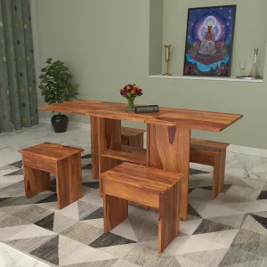 Empire Vintage Light Finished Handmade Wooden Dining Set