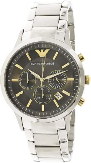 Emporio Armani Men's Chronograph Silver Stainless-Steel Men's Chronograph Stainless Steel Bracelet Watch 43mm