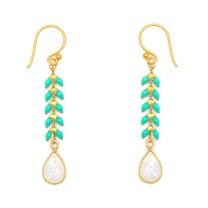 Enamel Cascade Drop Earrings - Aqua