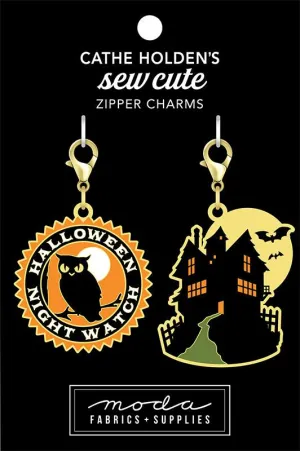 Enamel Charm Zipper Pull - HAUNTED HOUSE & OWL