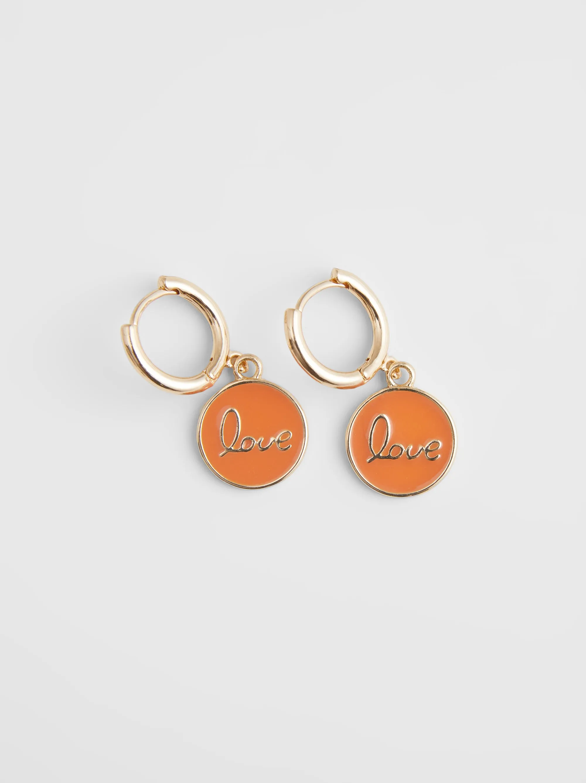 Enamel Love Huggie Earrings