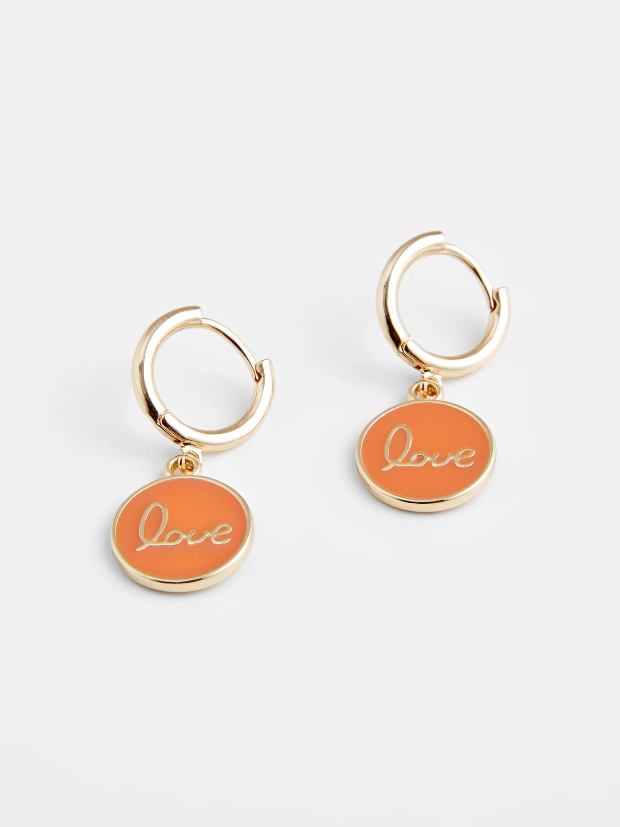 Enamel Love Huggie Earrings