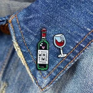 Enamel Wine Bottle  Glass Lapel Pins Wine Lovers MustHave