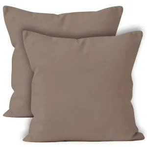 Encasa Cotton Throw Pillow Covers Set of 2 I 16x16 in (40x40 cm) - Beige I No Insert I Plain Square Pillowcases I Machine Washable | Indoor Use Only