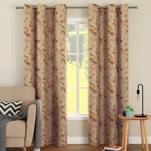 Encasa Homes Door Curtains (7 ft, 2 Panels, 44x84 in) I Semi-Blackout 85% Room Darkening I Floral & Geometric Prints I 6 Eyelets I Sound & Heat Reducing - L1 Orange