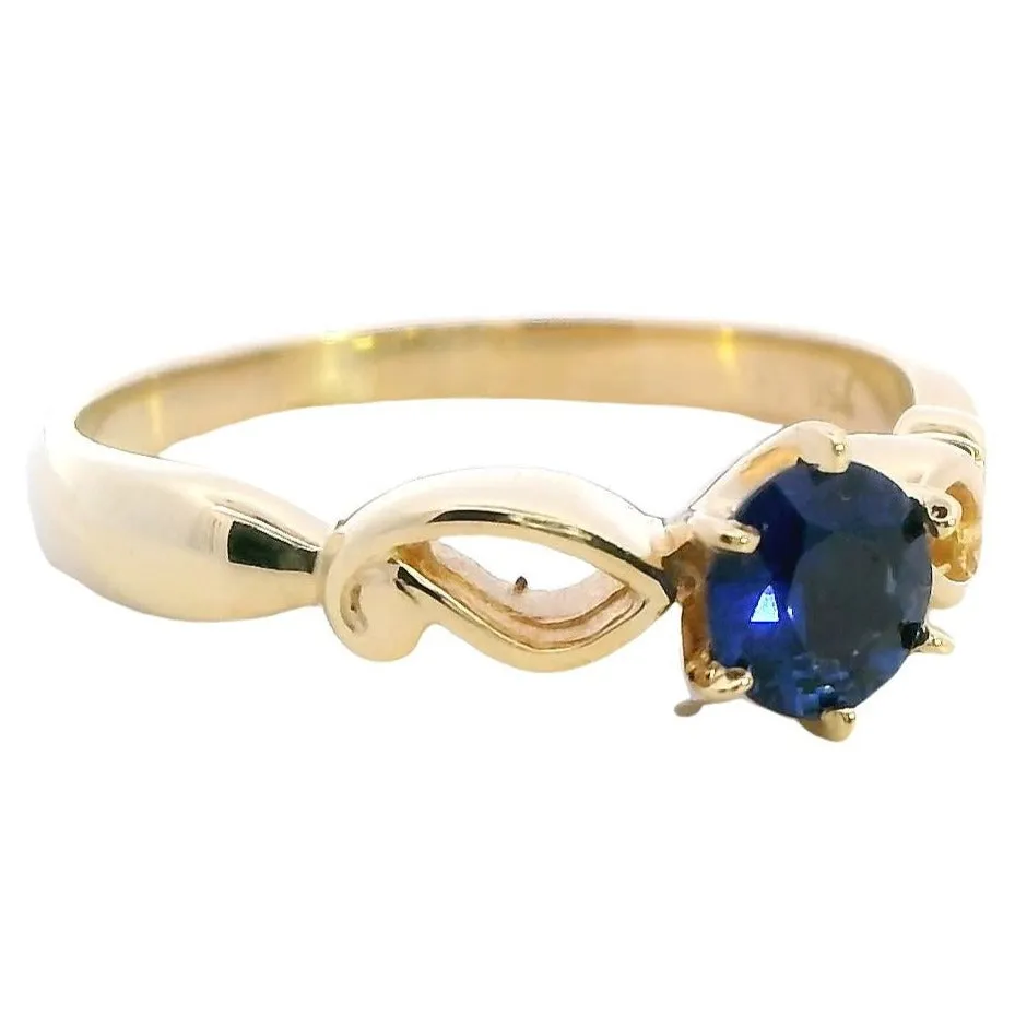 Enchanted 18ct Yellow Gold Single Stone Sapphire Ring - Deep Blue