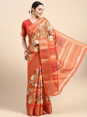 Enchanting Orange Dola Silk Saree - Perfect for the Wedding Season