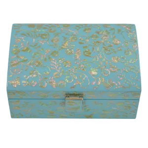 Enchanting Skyblue Mother of Pearl Wooden Box