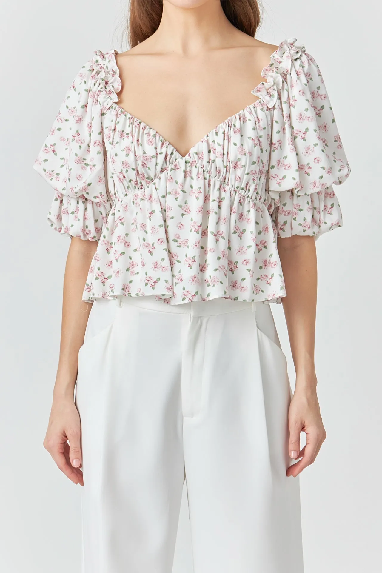 Endless Rose - Floral Print Satin Top