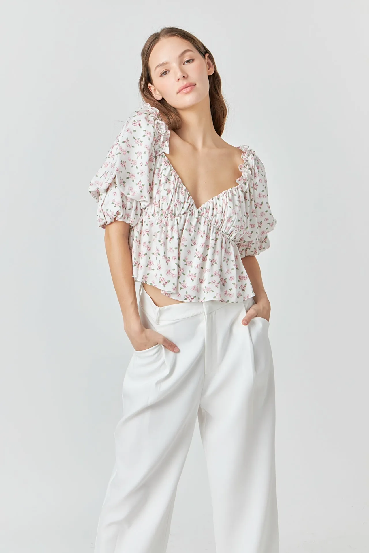 Endless Rose - Floral Print Satin Top