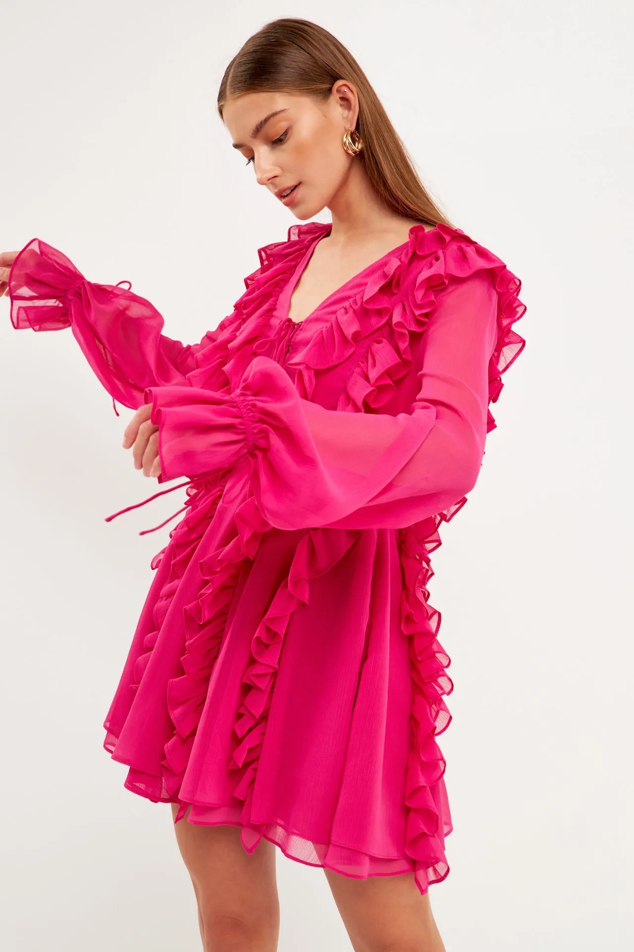 Endless Rose - Long-Sleeve Ruffle Mini Dress