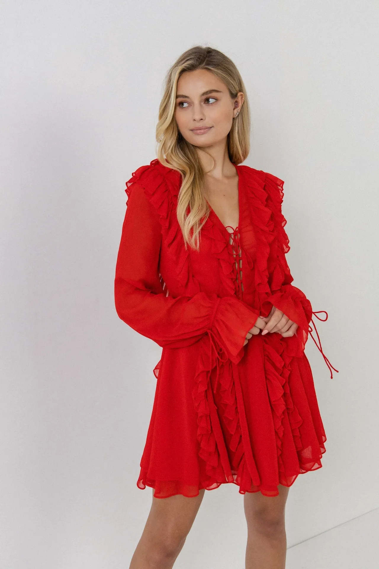 Endless Rose - Long-Sleeve Ruffle Mini Dress