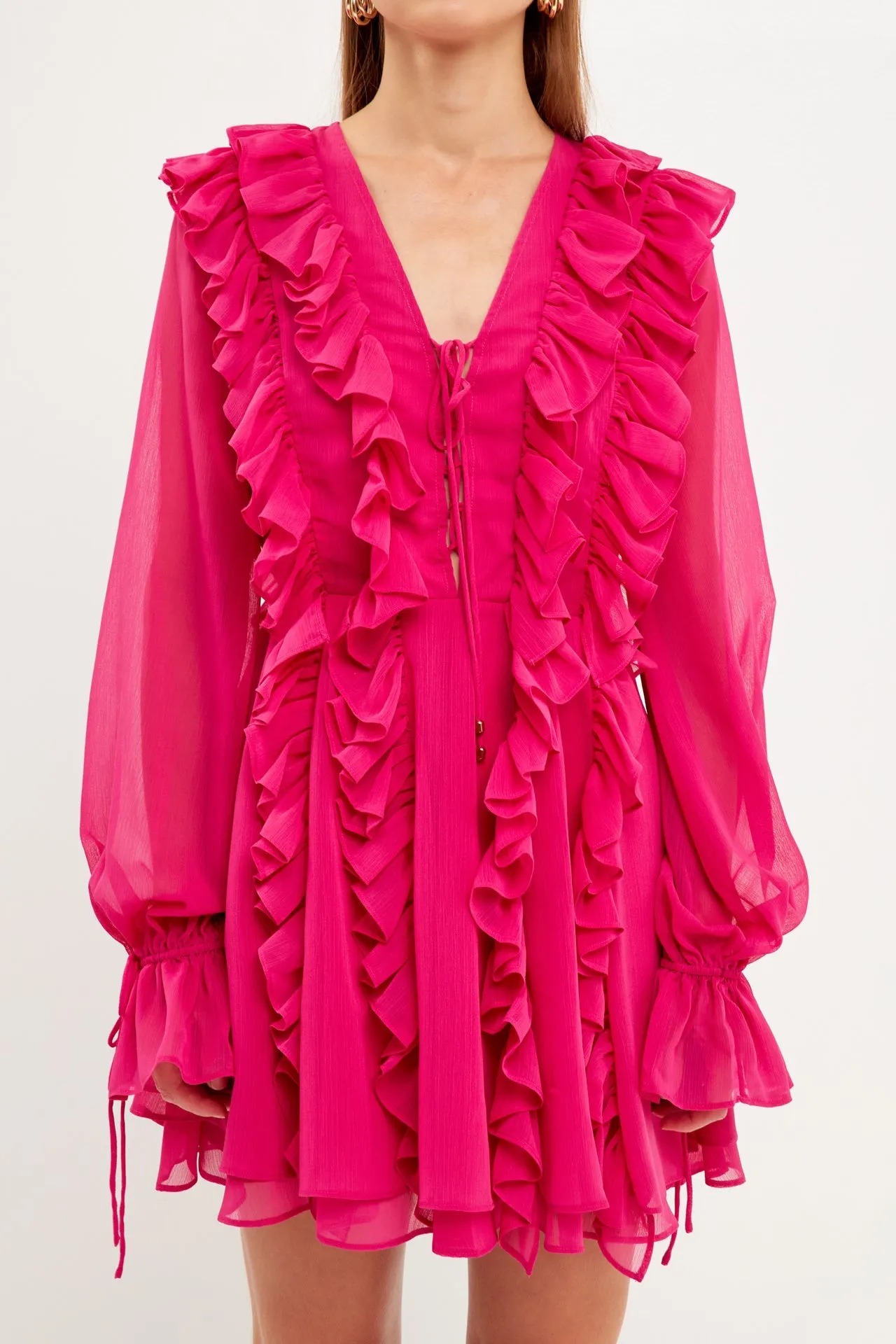 Endless Rose - Long-Sleeve Ruffle Mini Dress