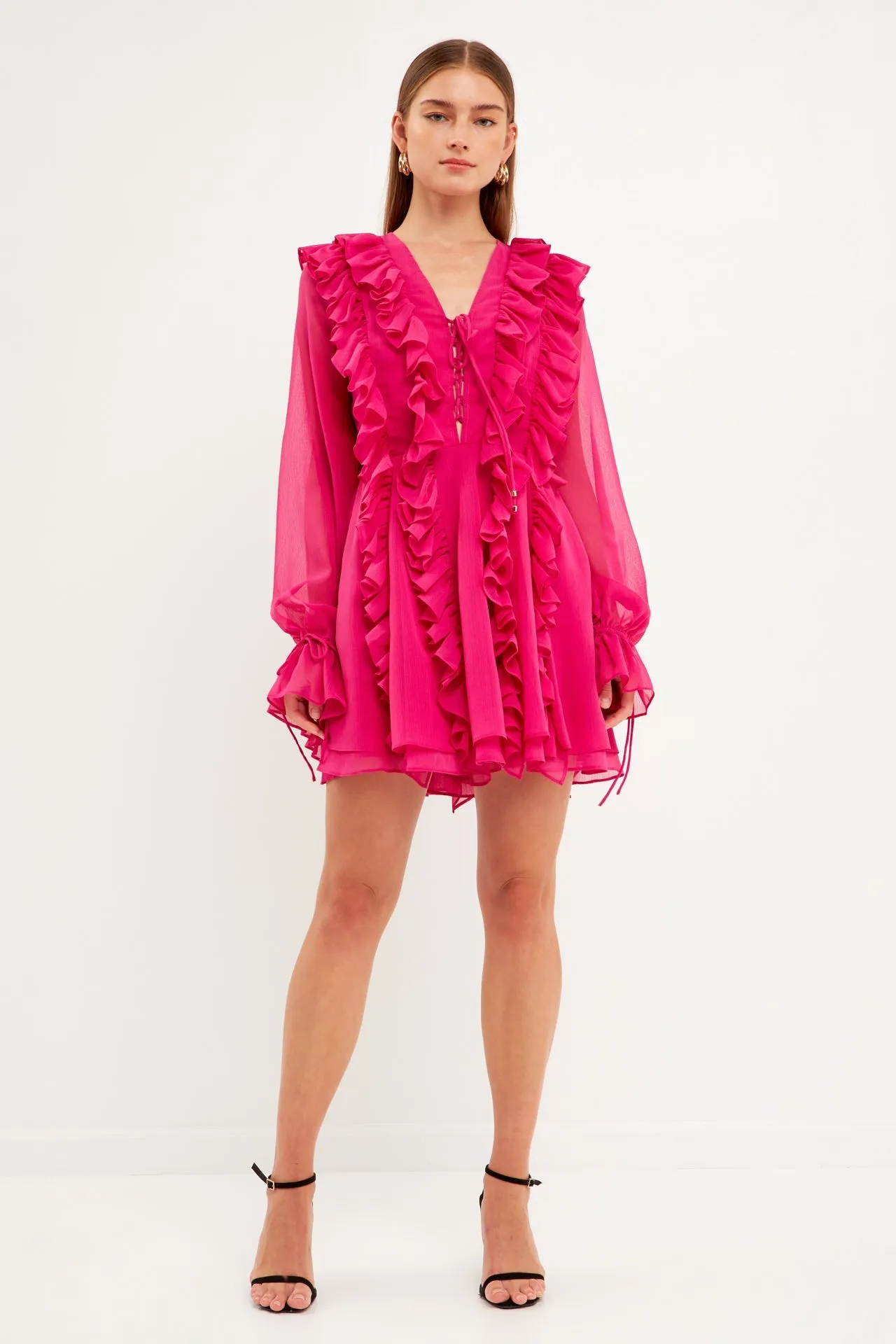 Endless Rose - Long-Sleeve Ruffle Mini Dress