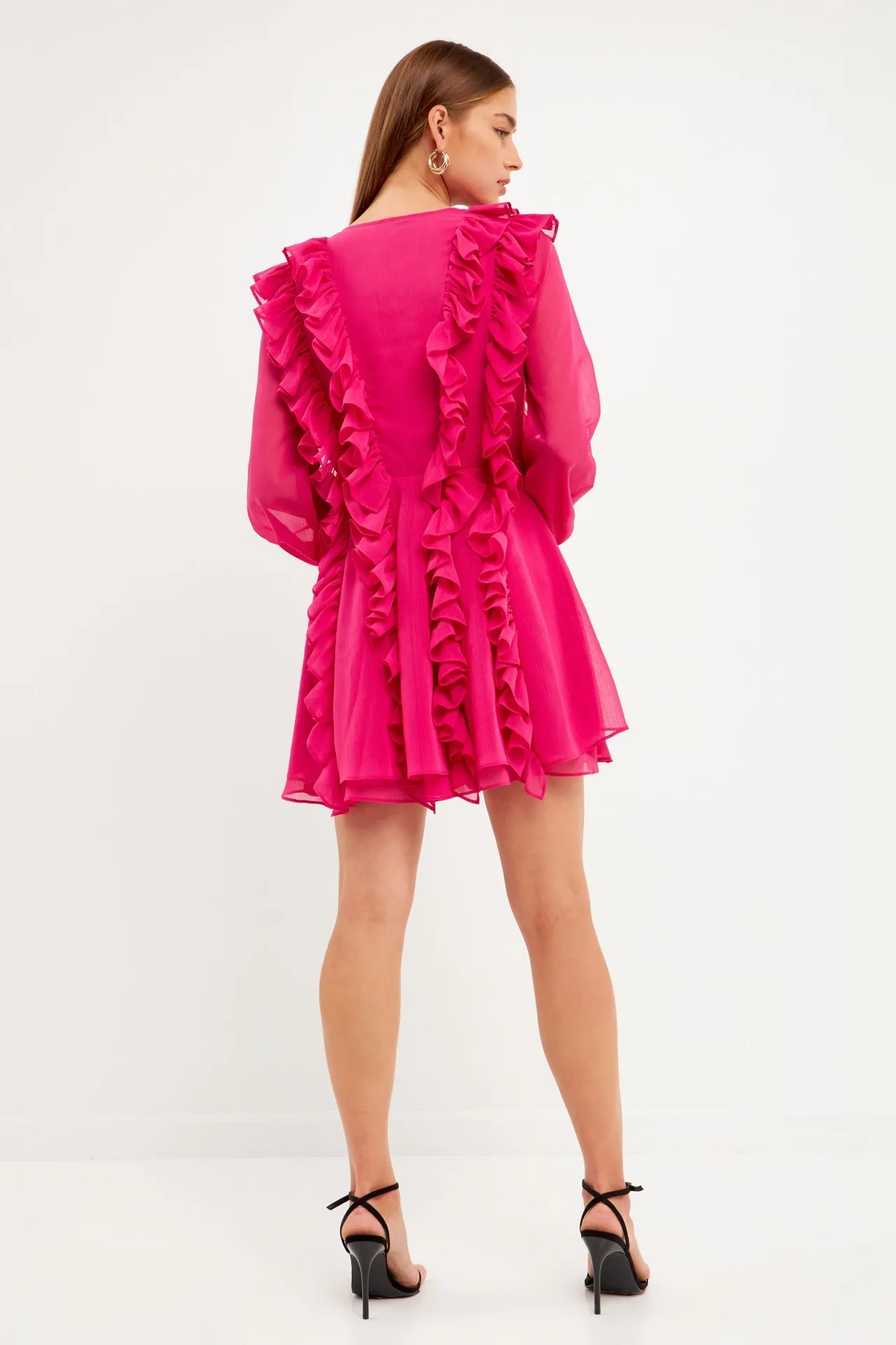 Endless Rose - Long-Sleeve Ruffle Mini Dress