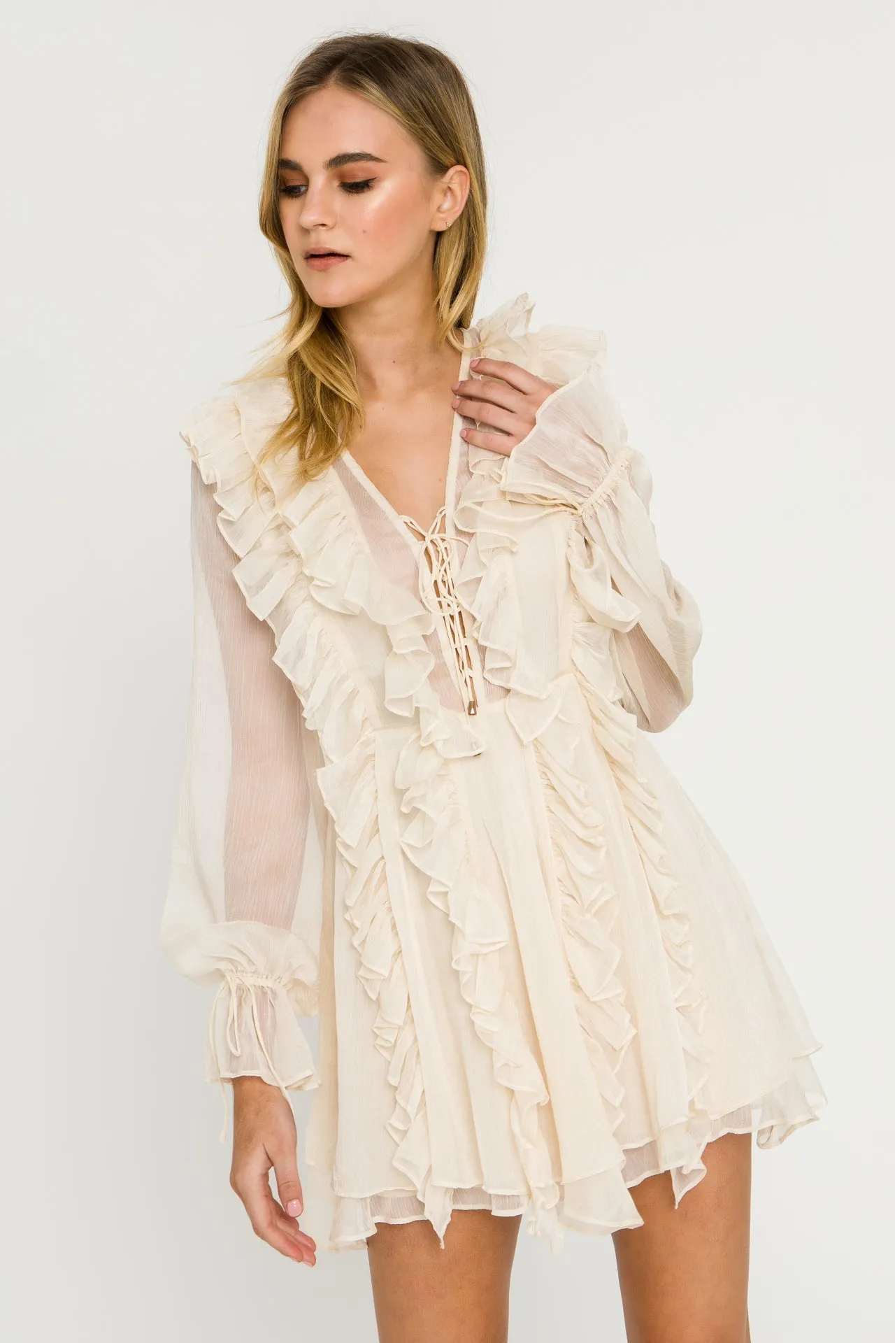 Endless Rose - Long-Sleeve Ruffle Mini Dress