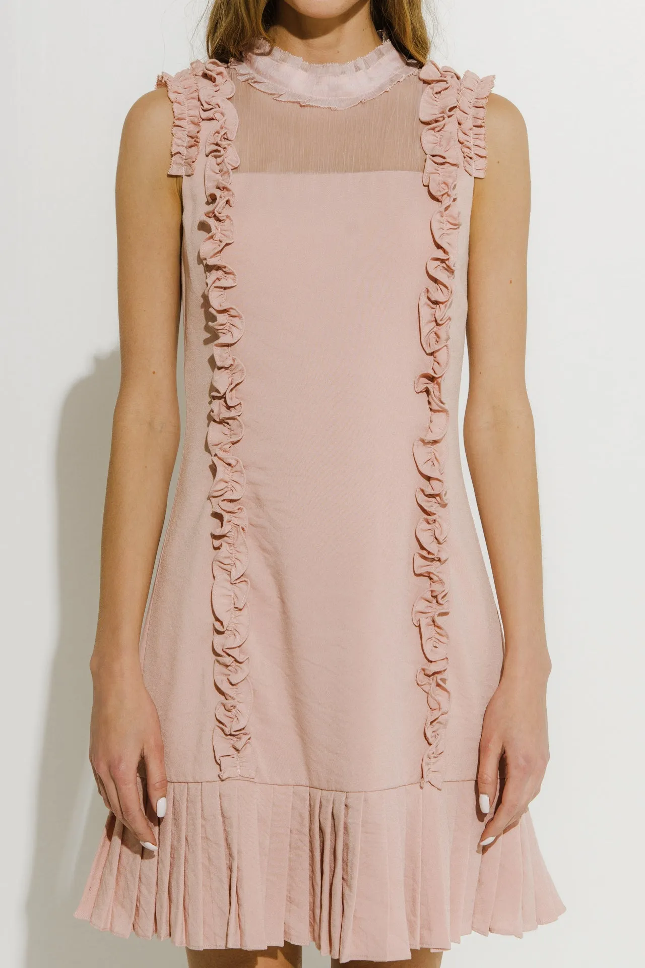 Endless Rose - Mixed Media A Line Dress with Ruffle Details