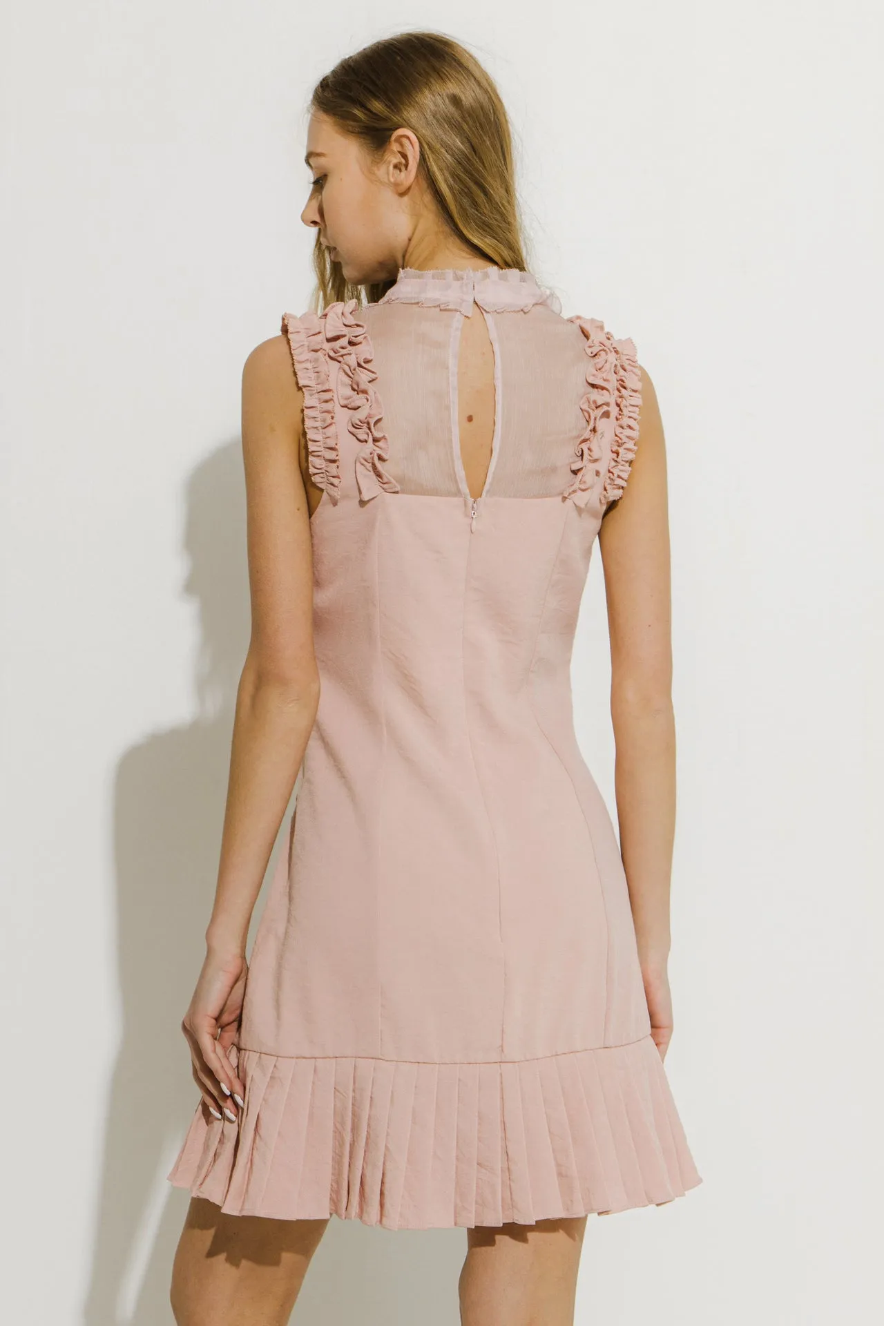 Endless Rose - Mixed Media A Line Dress with Ruffle Details