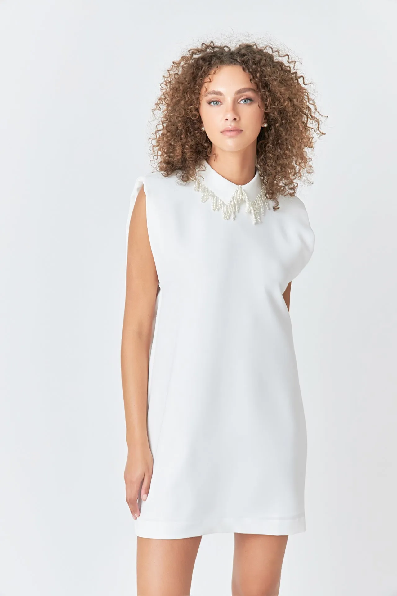 Endless Rose - Pearl Collar Sleeveless Mini Dress