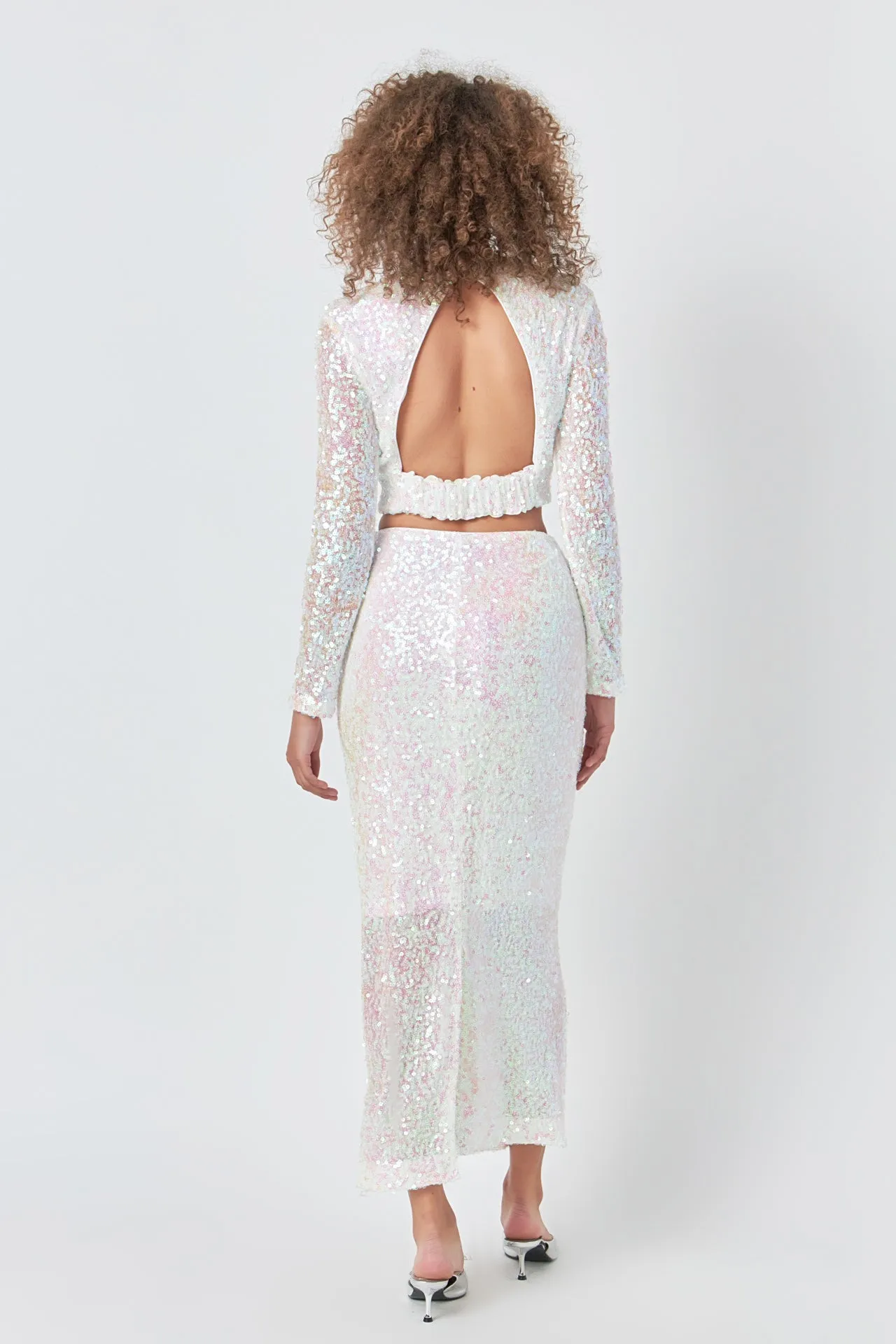 Endless Rose - Sequins Open Back Top