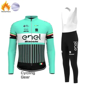 Enel  Bianchi Fleece Long Cycling Kits