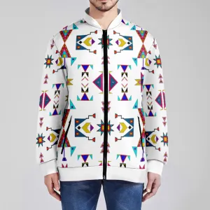 Enemy Territory White Zippered Collared Lightweight Jacket