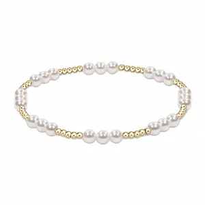 eNewton Design Classic Joy Pattern 4mm Bead Bracelet - Pearl