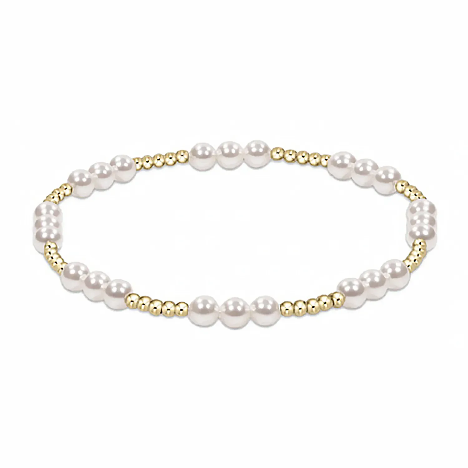 eNewton Design Classic Joy Pattern 4mm Bead Bracelet - Pearl