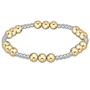 eNewton Design Classic Joy Pattern 6mm Bead Bracelet - Mixed Metal