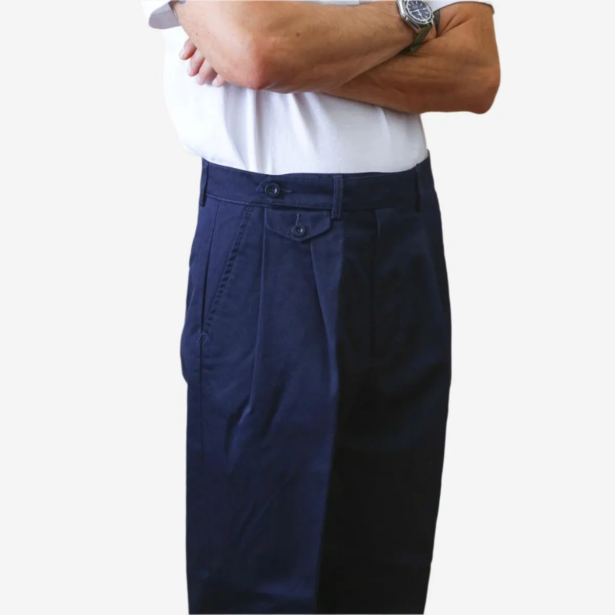 Enfield Two Pleat Gabardine Pant - Navy