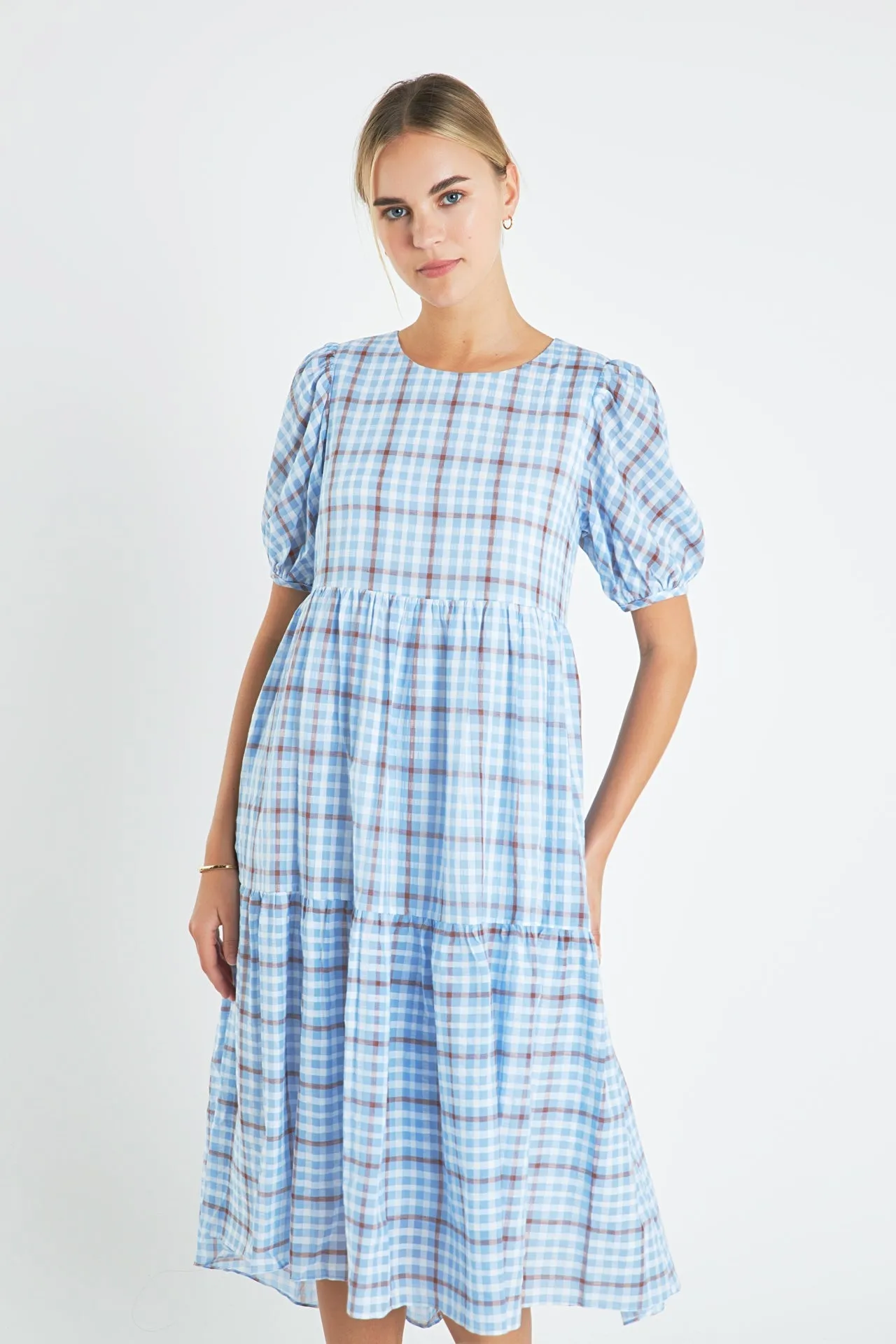 English Factory - Check Print Midi Dress