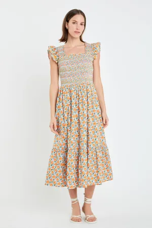 English Factory - Embroidered Smocked Midi Dress