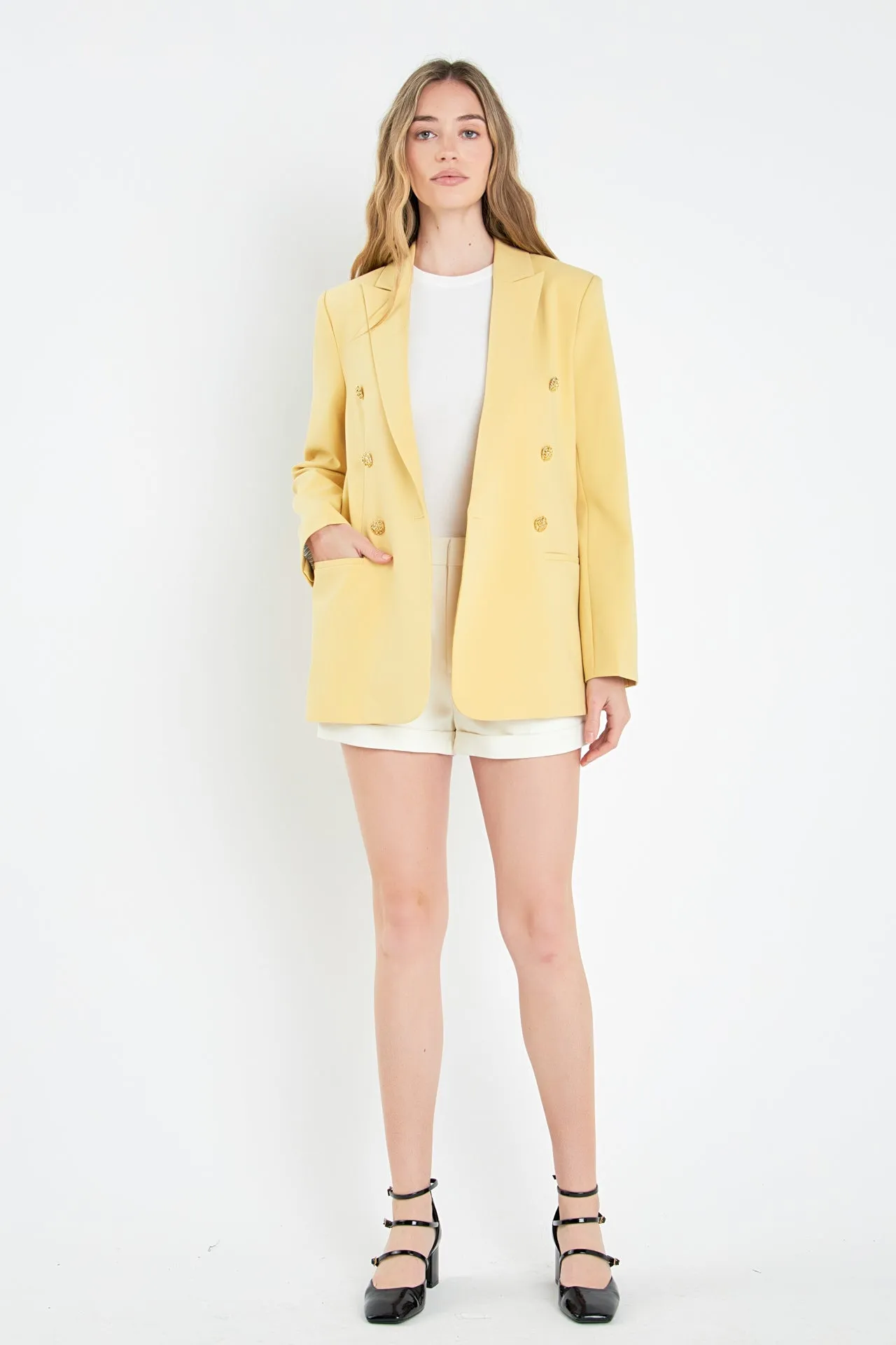 English Factory - Gold Buttoned Structured Blazer