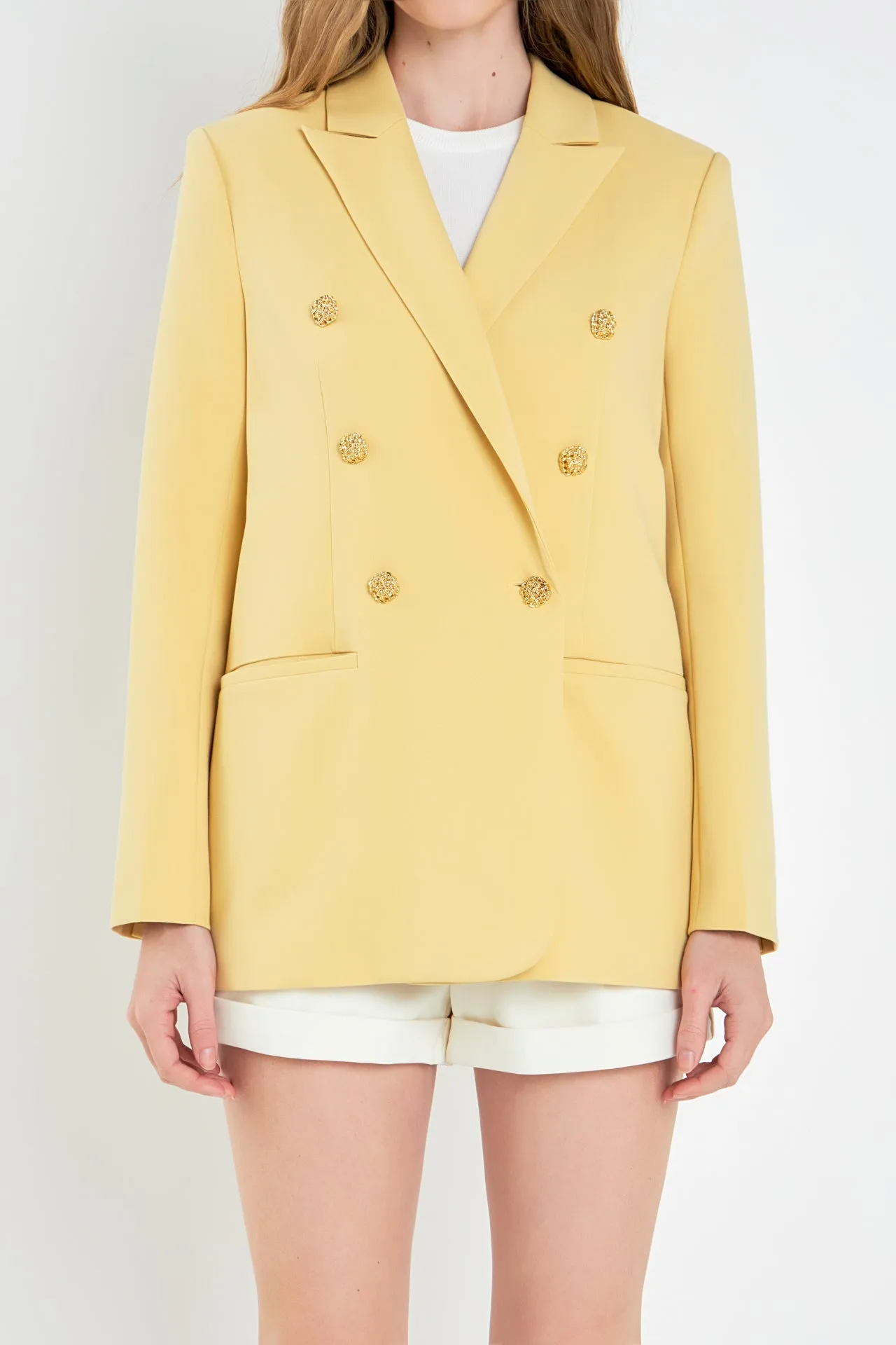 English Factory - Gold Buttoned Structured Blazer