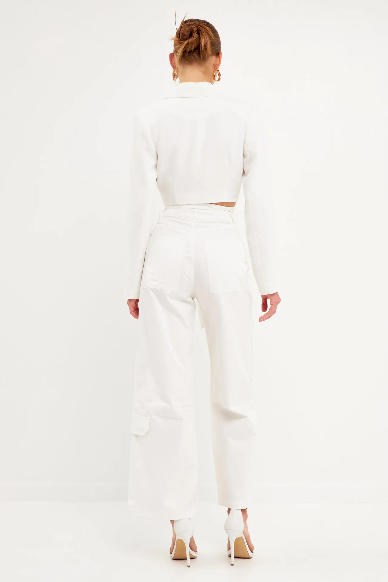 English Factory - High-Waisted Wide Leg Cargo Pants