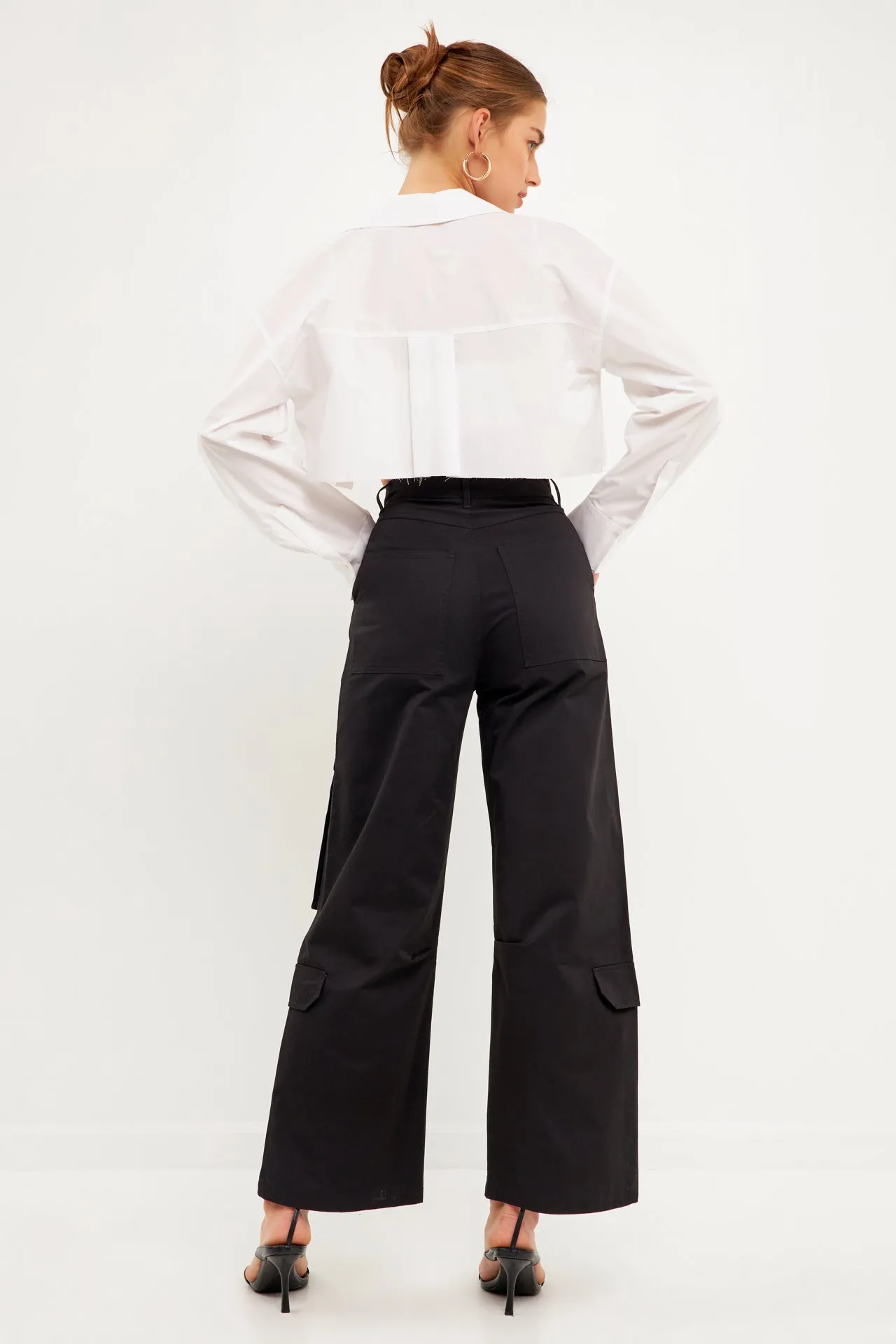 English Factory - High-Waisted Wide Leg Cargo Pants