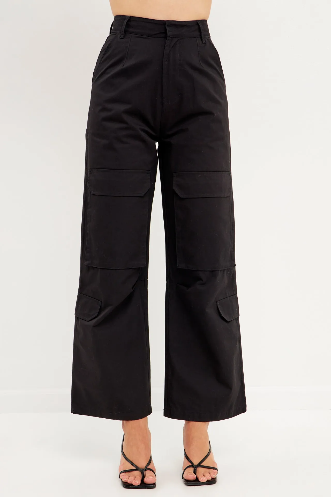 English Factory - High-Waisted Wide Leg Cargo Pants