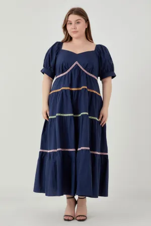 English Factory - Multi Color Trim Midi Dress