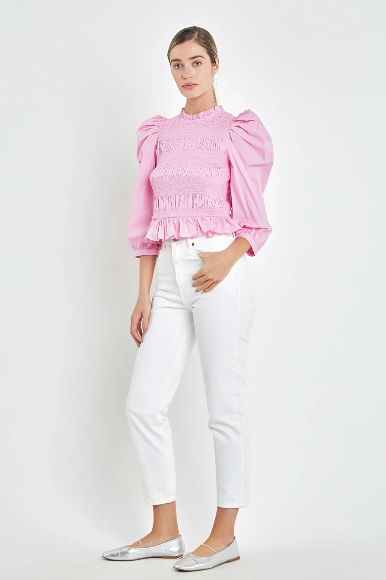 English Factory - Smocking Detail Poplin Blouse