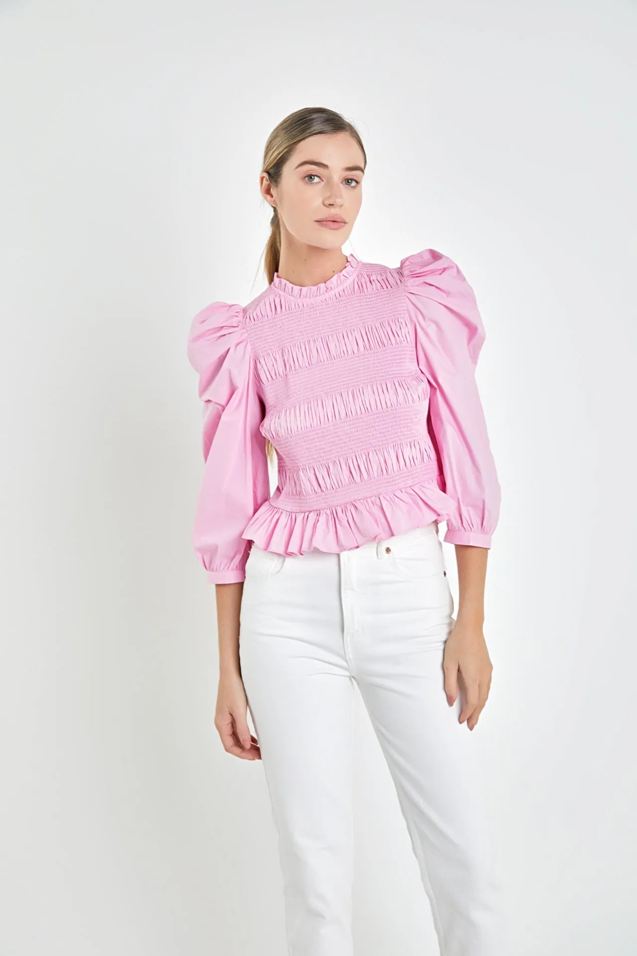 English Factory - Smocking Detail Poplin Blouse