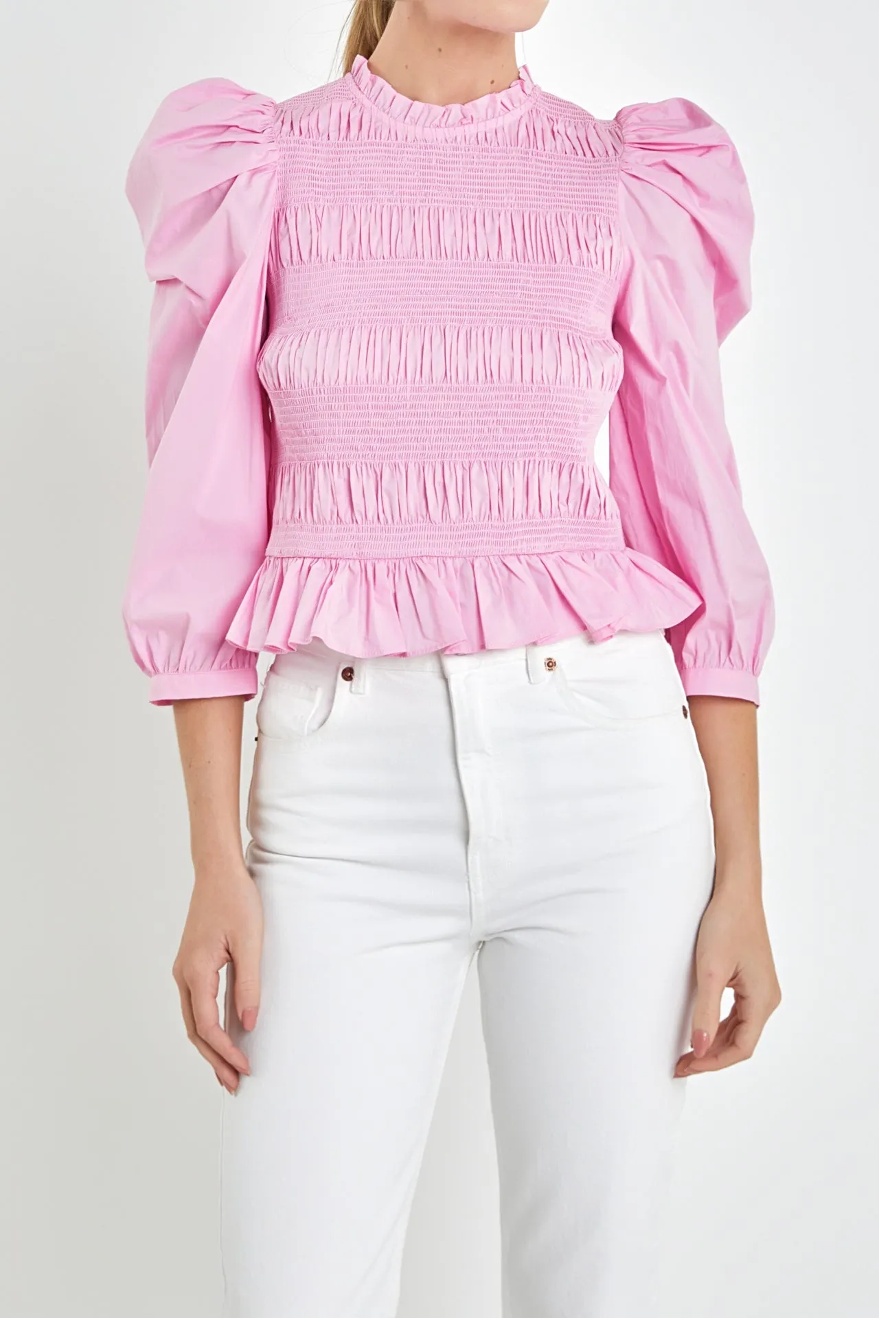 English Factory - Smocking Detail Poplin Blouse