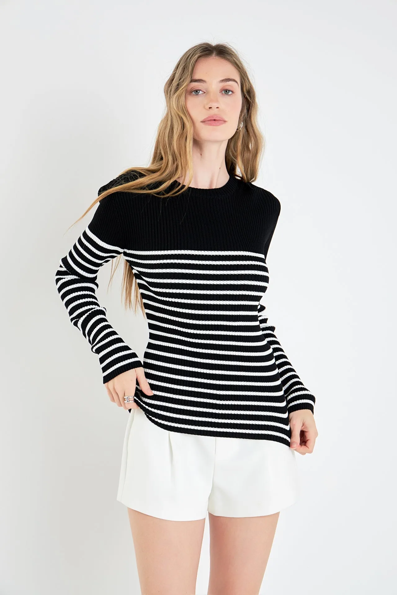 English Factory - Stripe Long Sleeve Knit Top