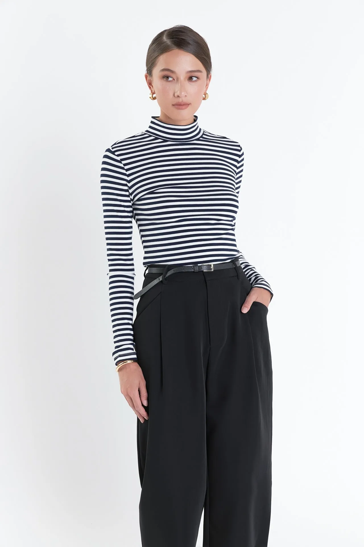 English Factory - Stripe Turtle Neck Top