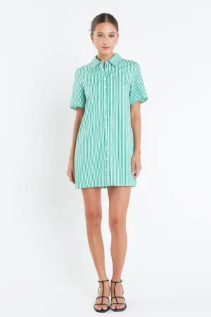 English Factory - Striped Binded Wide Sleeve Mini Dress