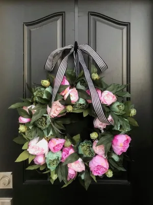 English Garden Peony Wreath