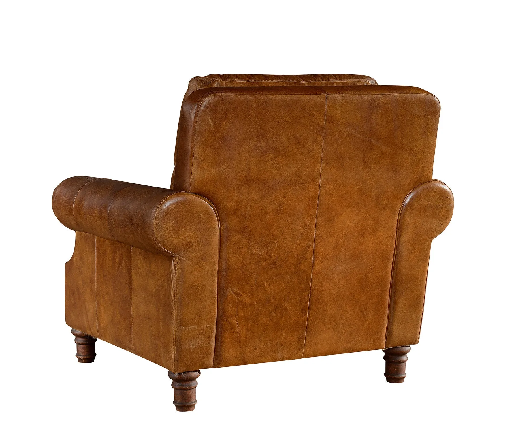 English Rolled Arm - Arm Chair - Light Brown Leather