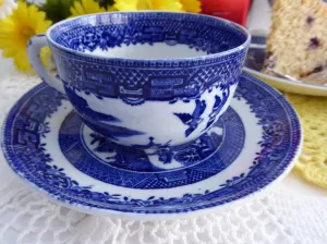 English Willow Cup And Saucer 1920s Teacup Royal Venton Blue Willow