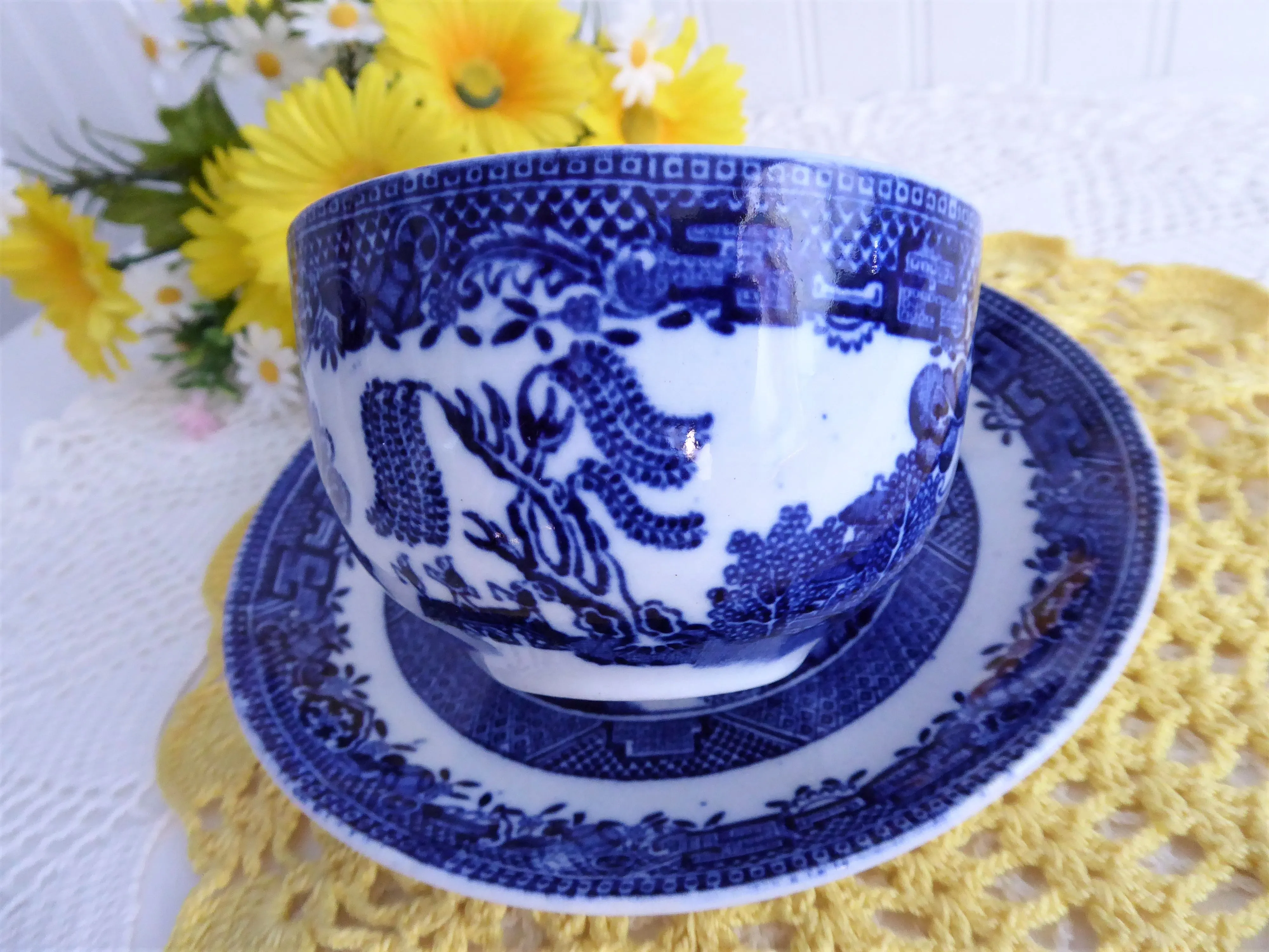 English Willow Cup And Saucer 1920s Teacup Royal Venton Blue Willow